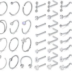 MODRSA Nose Rings Nose Piercings Hoop for Women Stainless Steel  Nose Rings